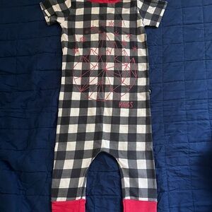 Rags to Raches Black and White Checkered Kids One Piece with Red Accents